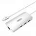 USB3.1 Type-C 鋁金屬多端口集線器，支援PD充電 1個USB Type-A + 2個 HDMI + 1個VGA插口 . 																						